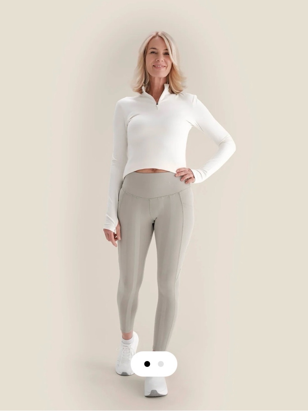 High-Rise Seam Detail Leggings - Light Gray